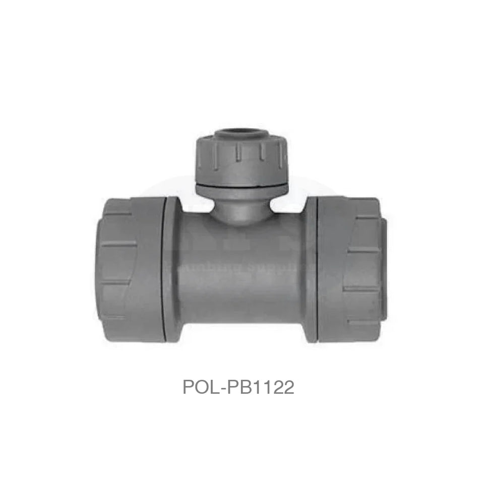 POLYPLUMB Reducing Tee Branch 22mm x 22mm x 15mm Plastic Pipe & Fittings