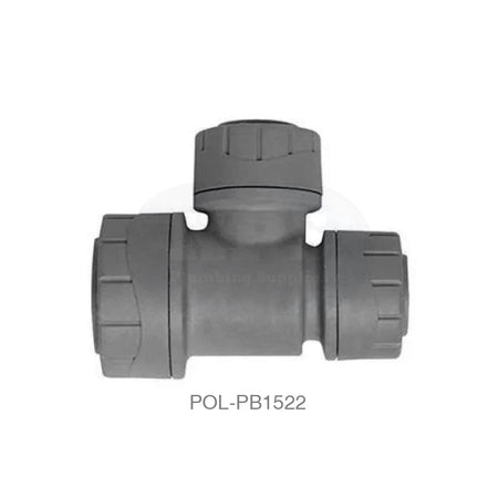 POLYPLUMB Reducing Tee Branch and one End 22mm x 15mm x 15mm Plastic Pipe & Fittings