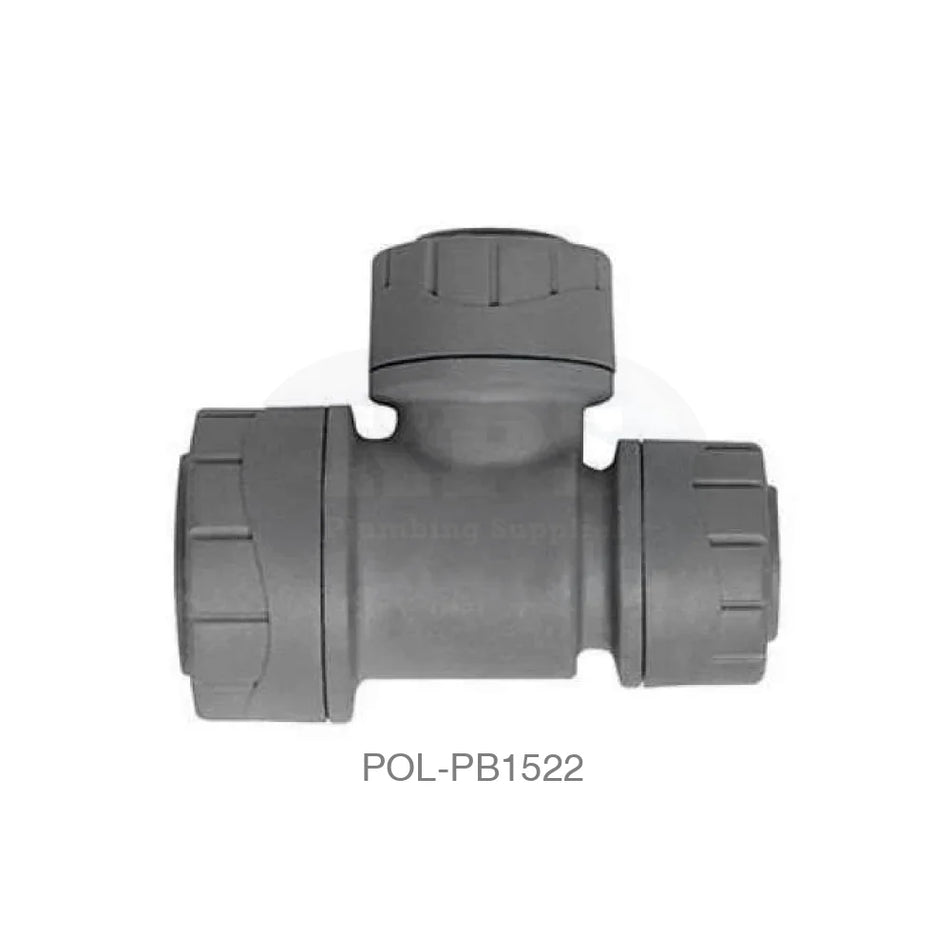 POLYPLUMB Reducing Tee Branch and one End 22mm x 15mm x 15mm Plastic Pipe & Fittings