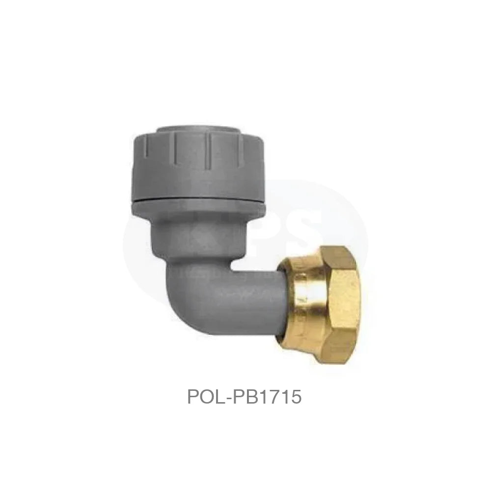 POLYPLUMB Tap Connector Bent (Brass Nut) 15mm x 1/2 Plastic Pipe & Fittings