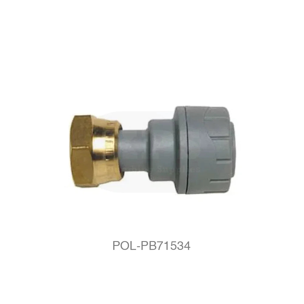 POLYPLUMB Tap Connector Straight (Brass Nut) 15mm x 3/4 Plastic Pipe & Fittings