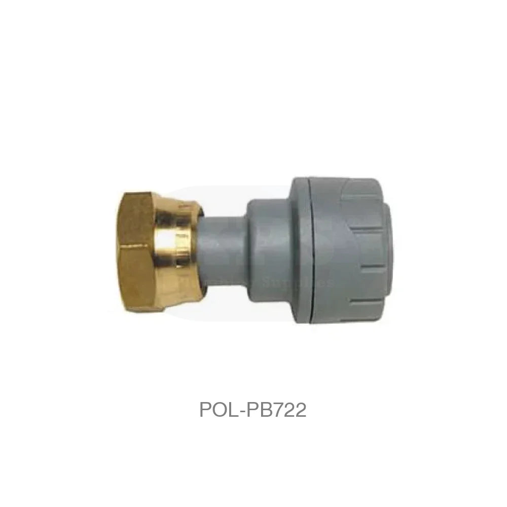 POLYPLUMB Tap Connector Straight (Brass Nut) 22mm x 3/4 (PB722) Plastic Pipe & Fittings