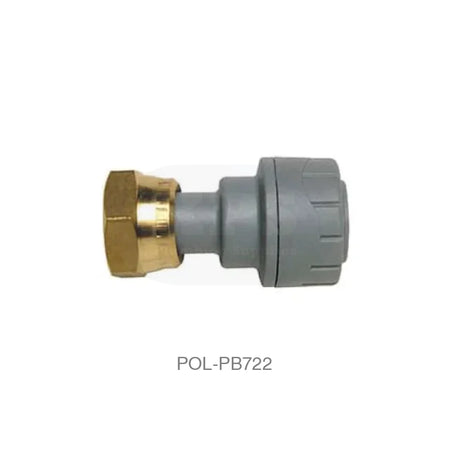 POLYPLUMB Tap Connector Straight (Brass Nut) 22mm x 3/4 (PB722) Plastic Pipe & Fittings