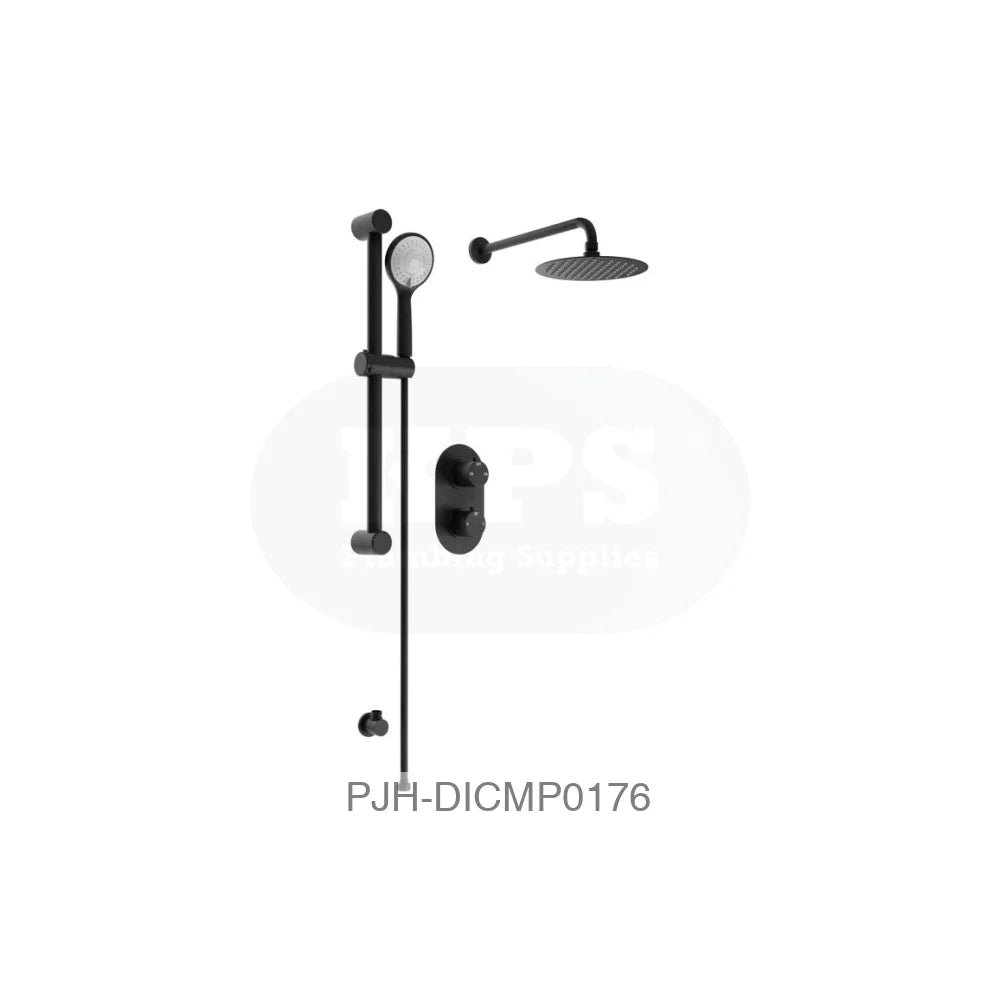 Round Concealed Valve Head & Arm Black Bathroom Brands