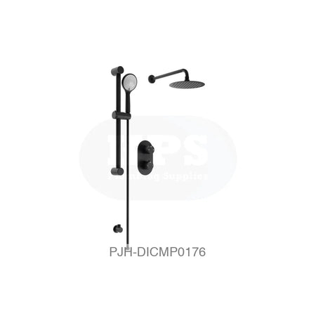 Round Concealed Valve Head & Arm Black Bathroom Brands