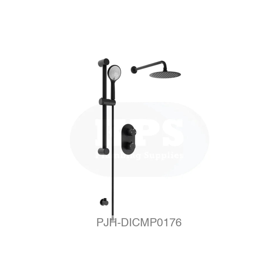 Round Concealed Valve Head & Arm Black Bathroom Brands