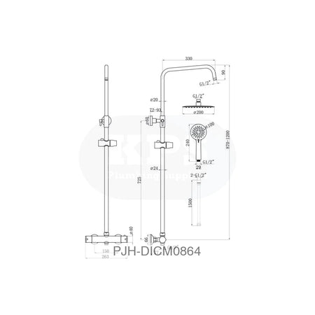 Round Thermo Bar Mixer W/Riser Kit-Bras Bathroom Brands