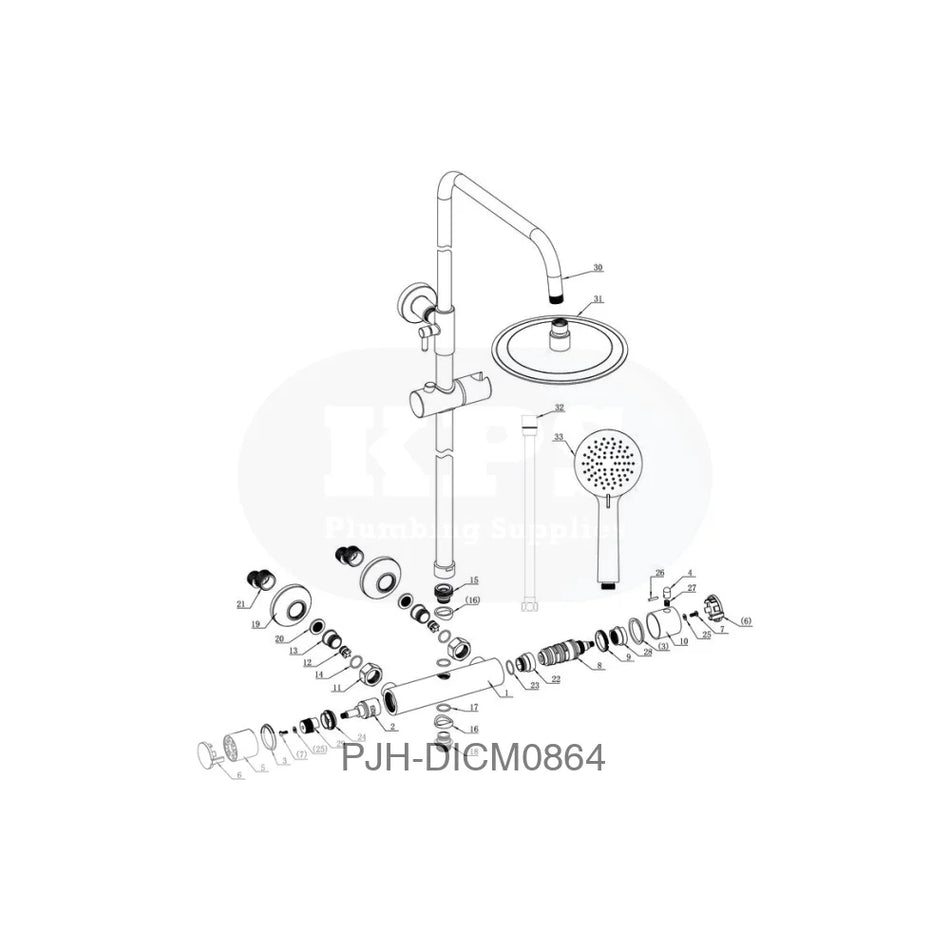 Round Thermo Bar Mixer W/Riser Kit-Bras Bathroom Brands