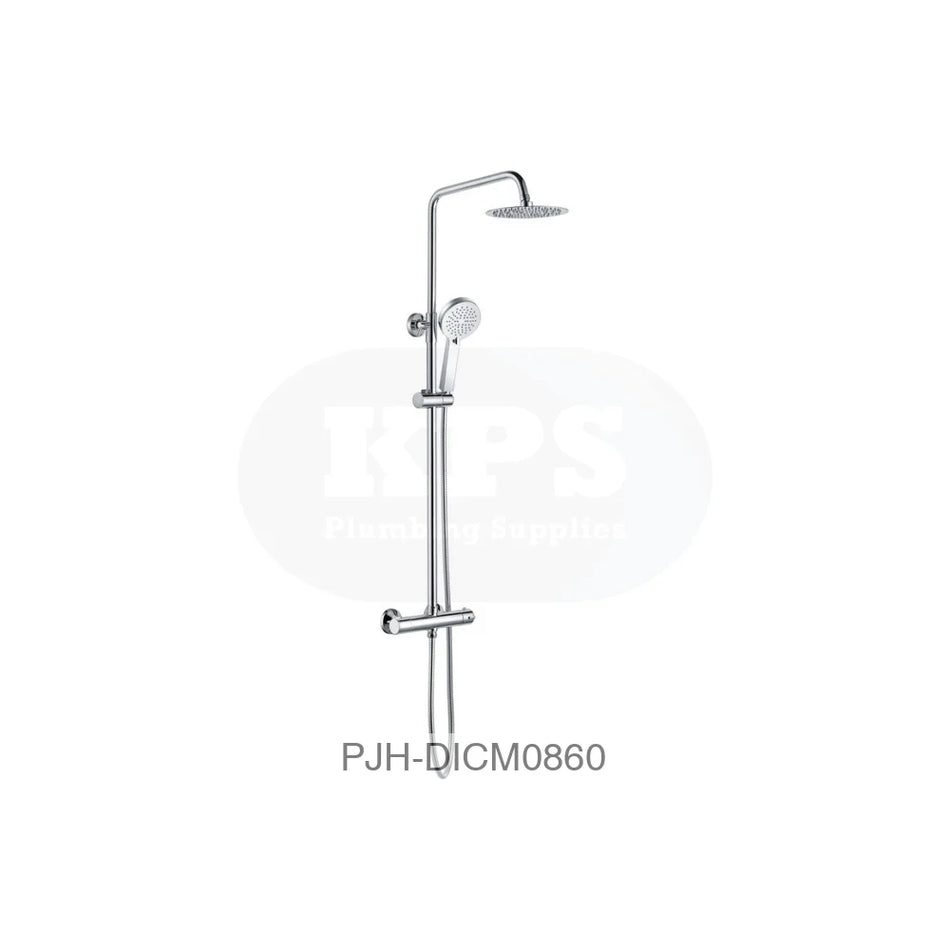 Round Thermo Bar Mixer W/Riser Kit-Chrm Bathroom Brands