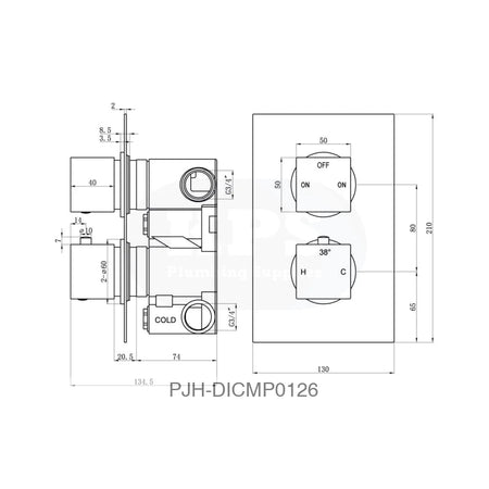 Square Concealed Valve Head & Arm Black Bathroom Brands