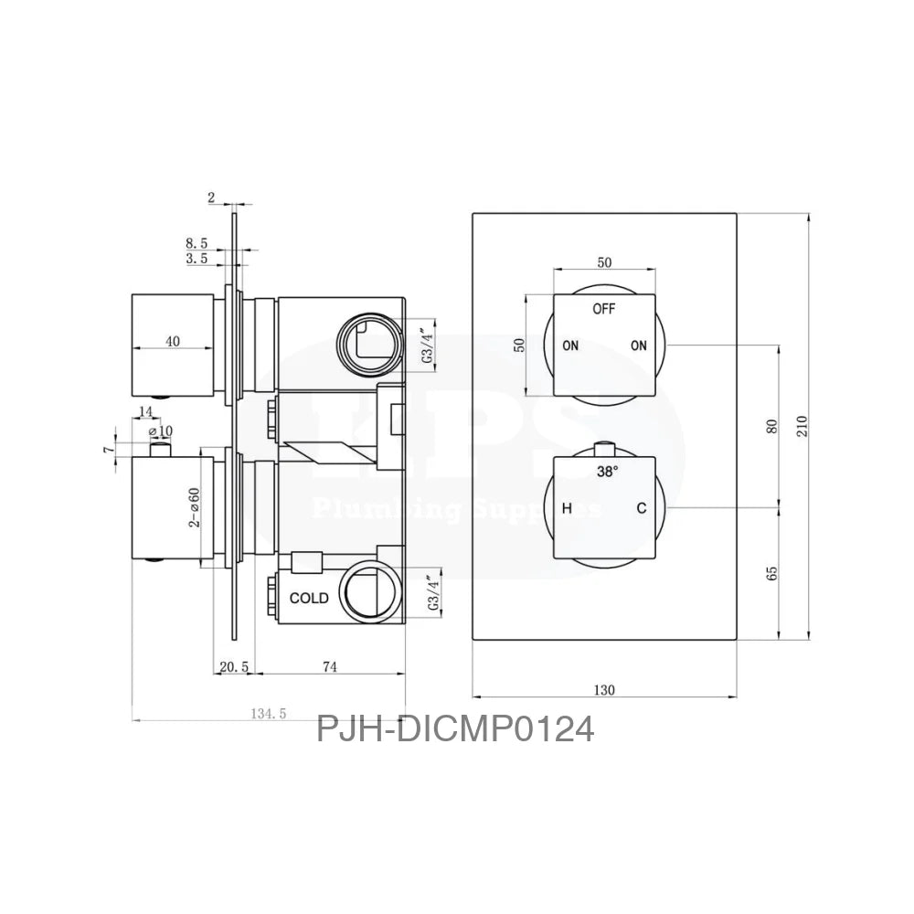 Square Concealed Valve Head & Arm Brass Bathroom Brands