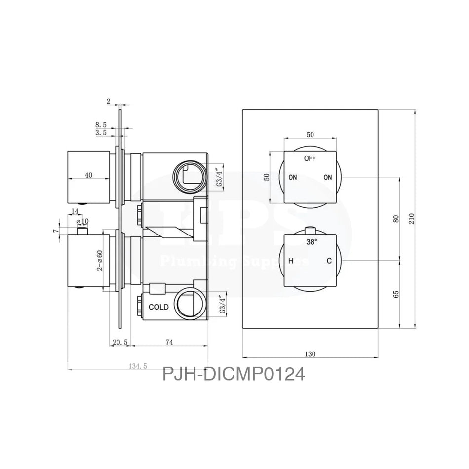 Square Concealed Valve Head & Arm Brass Bathroom Brands