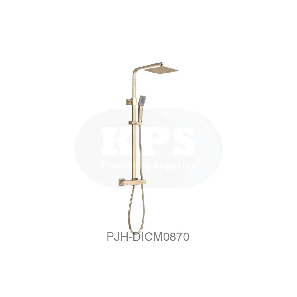 Square Thermo Bar Mixer W/Riser Kit-Bras – Brushed Brass Bathroom Brands