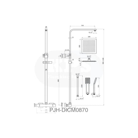 Square Thermo Bar Mixer W/Riser Kit-Bras – Brushed Brass Bathroom Brands
