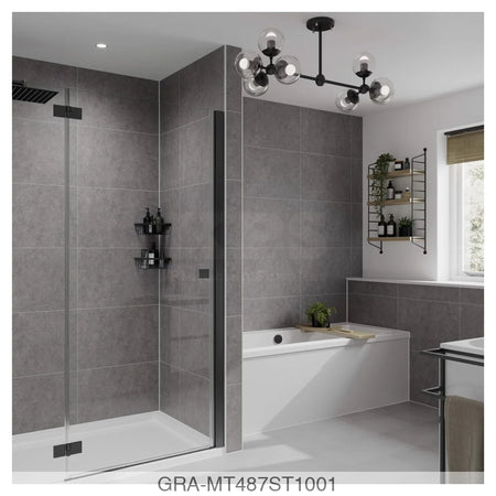 Tile Panel - Grey Mineral (0487) - Hydro-Lock T&G - Tile - 2400x598x11mm - FSC Mix 70% Wall Panels