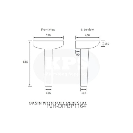 Tuscany 550 X 400 1Th Basin & Full Ped – White Bathroom Brands