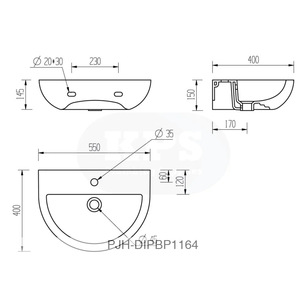 Tuscany 550 X 400 1Th Basin & Full Ped – White Bathroom Brands