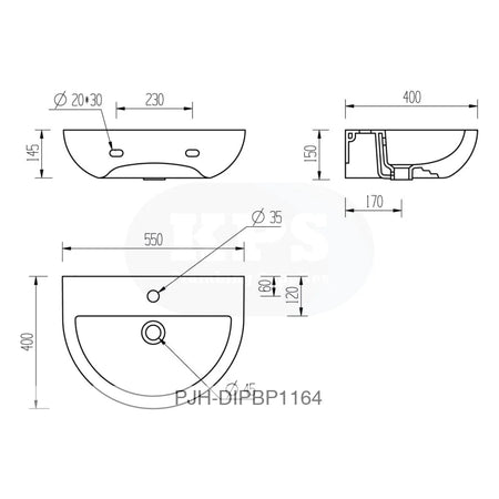 Tuscany 550 X 400 1Th Basin & Full Ped – White Bathroom Brands