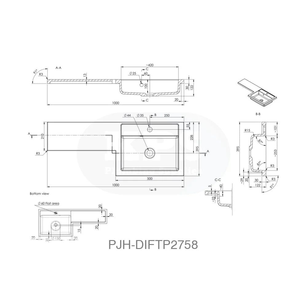 Venosa 1000 F/S Pack & Basin (Rh)–White Bathroom Brands