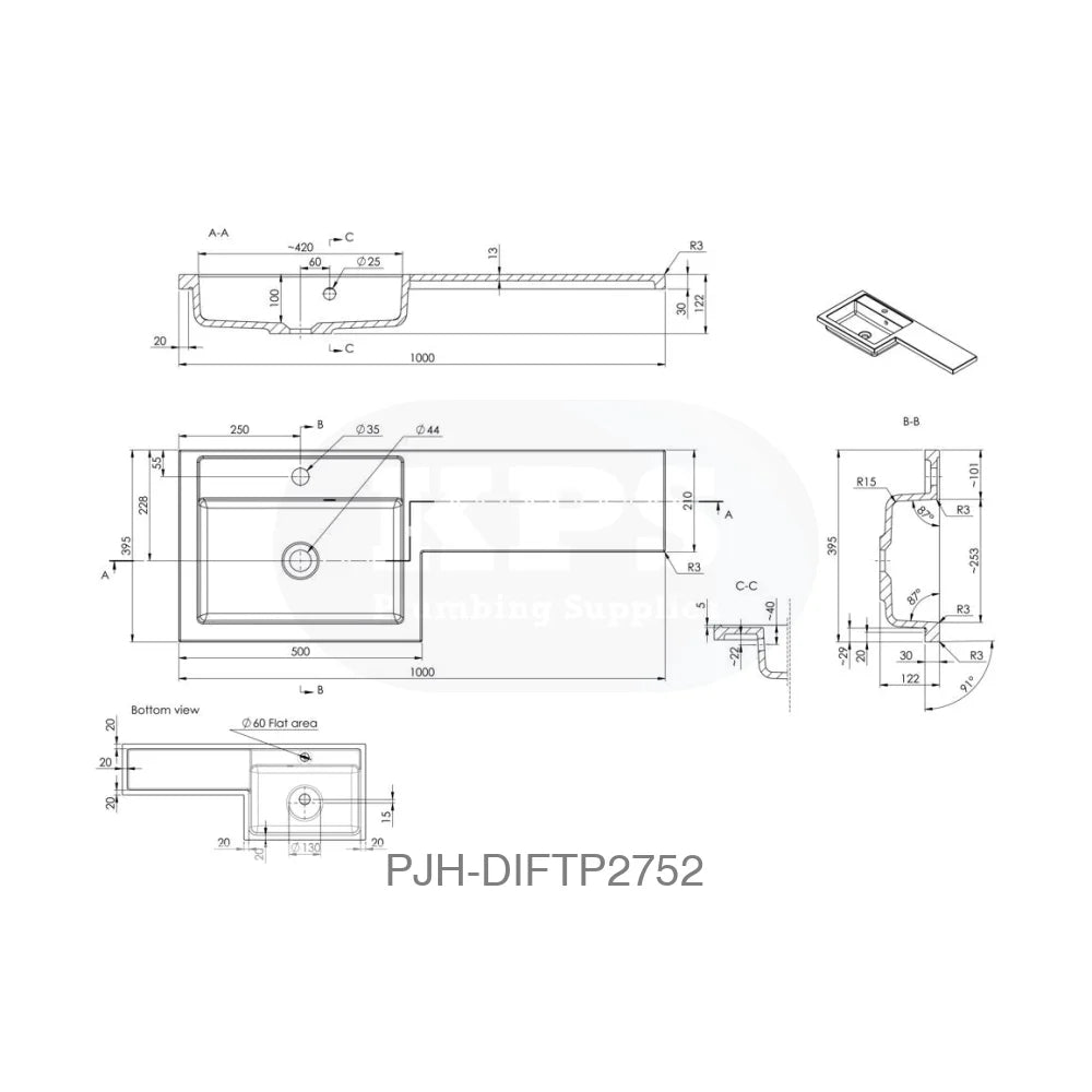 Venosa 1000 Fs Unit & Basin Lh Oak Bathroom Brands