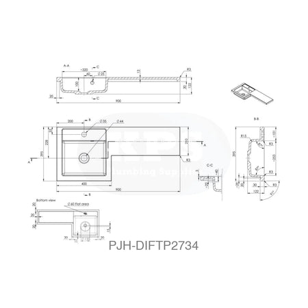Venosa 900 F/S Pack & Basin (Lh)-White Bathroom Brands
