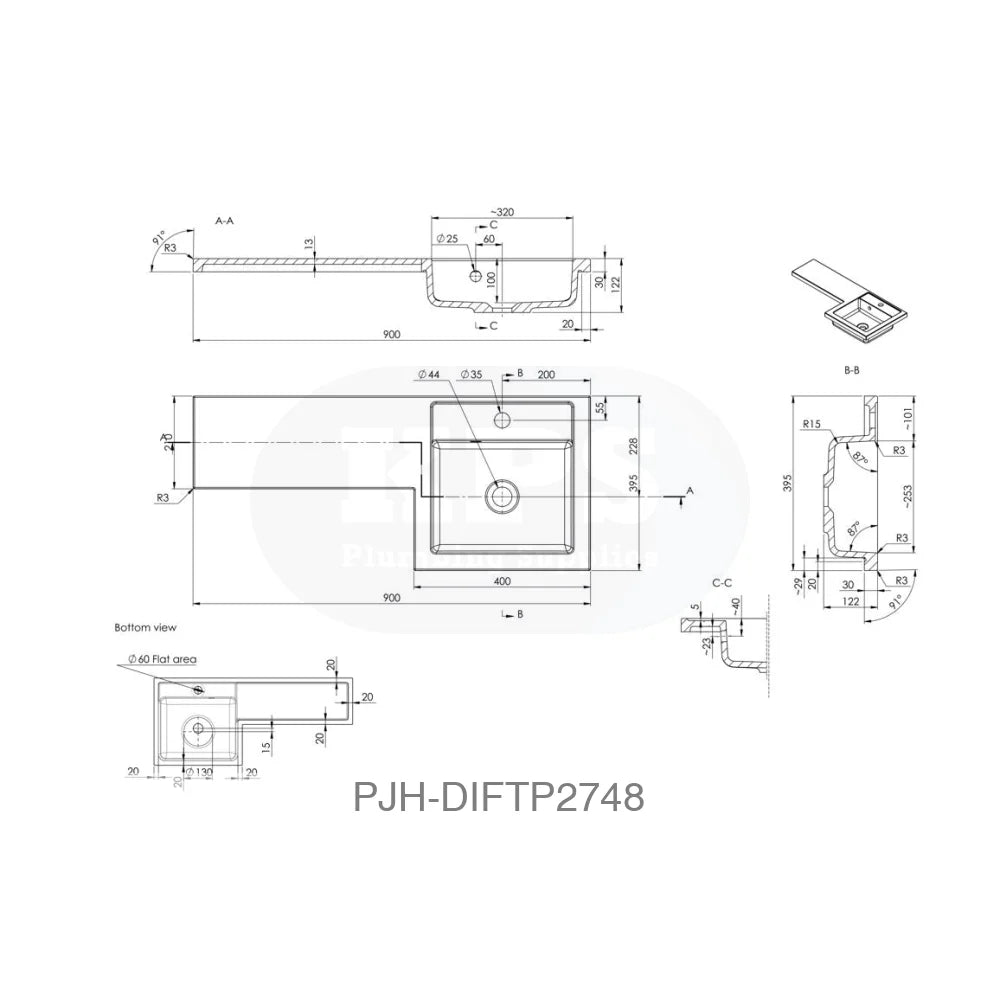 Venosa 900 F/S Pack & Basin(Rh)-Anth Bathroom Brands