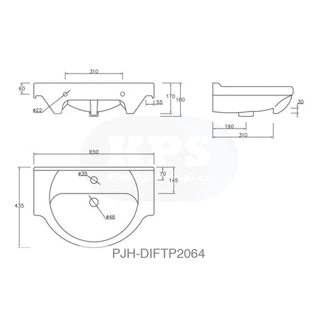 Vista 650 Unit & Basin-White Bathroom Brands