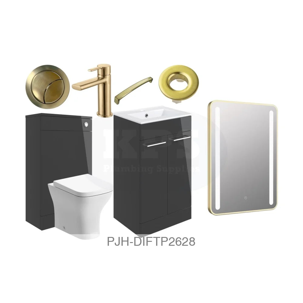 Volta 510 Fs Furn Pk Anthracite & Brass Bathroom Brands