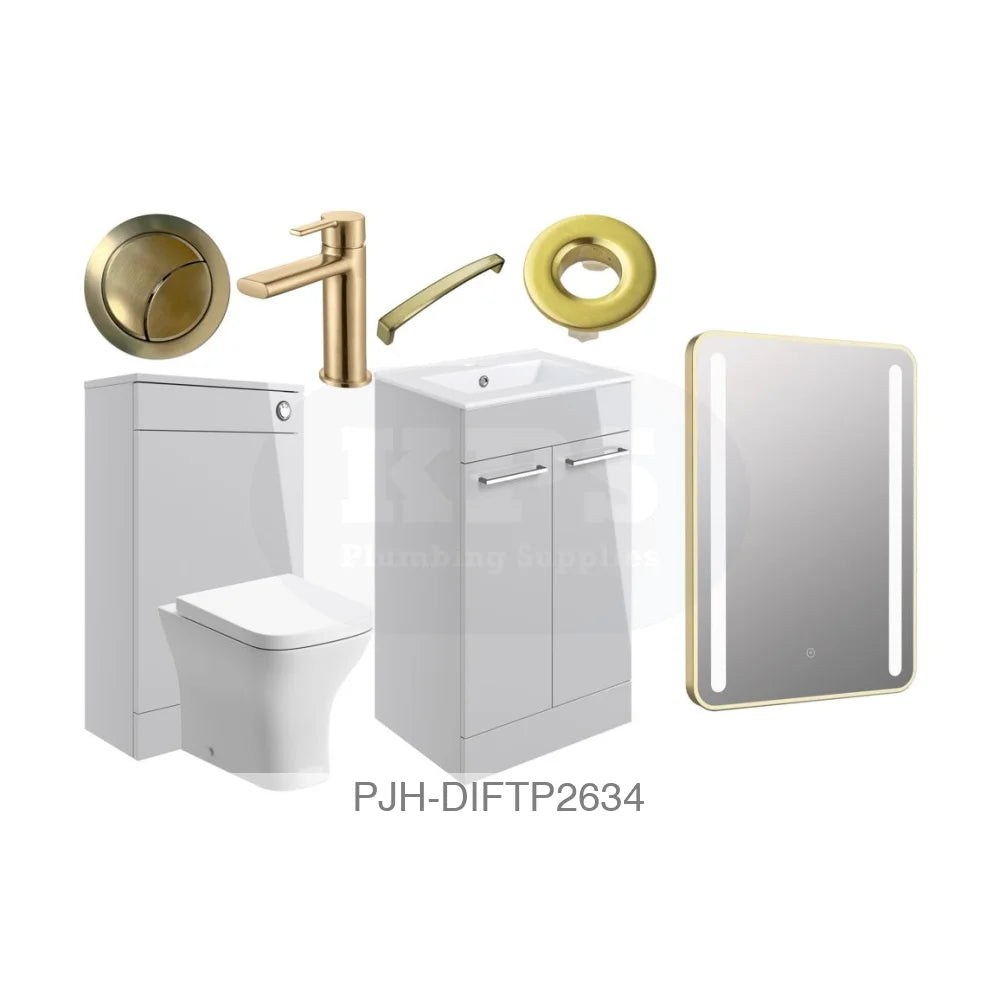 Volta 510 Fs Furn Pk Grey Gloss & Brass Bathroom Brands