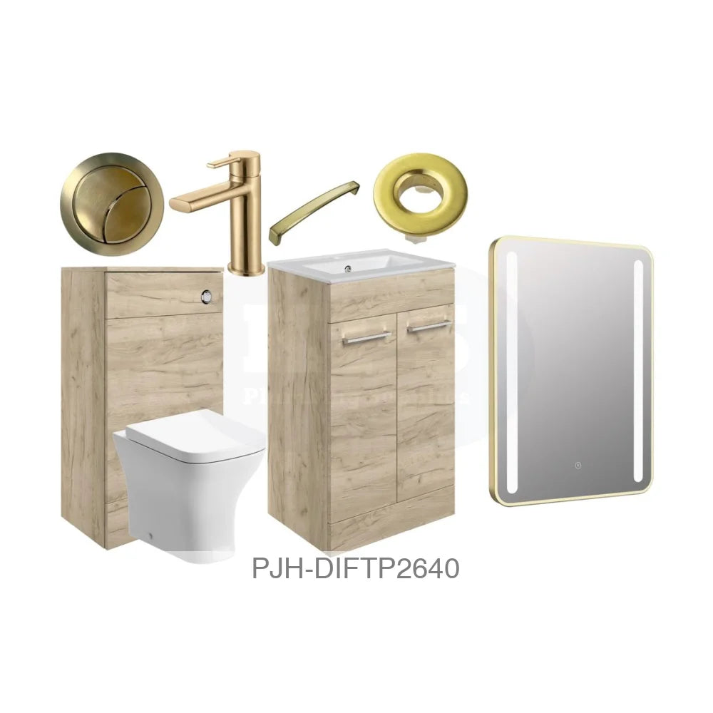 Volta 510 Fs Furn Pk Oak Gloss & Brass Bathroom Brands