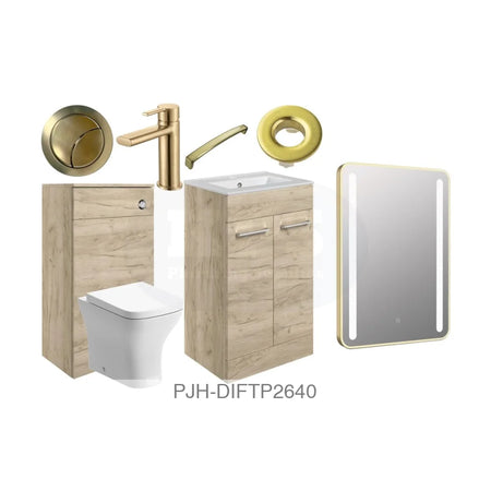 Volta 510 Fs Furn Pk Oak Gloss & Brass Bathroom Brands