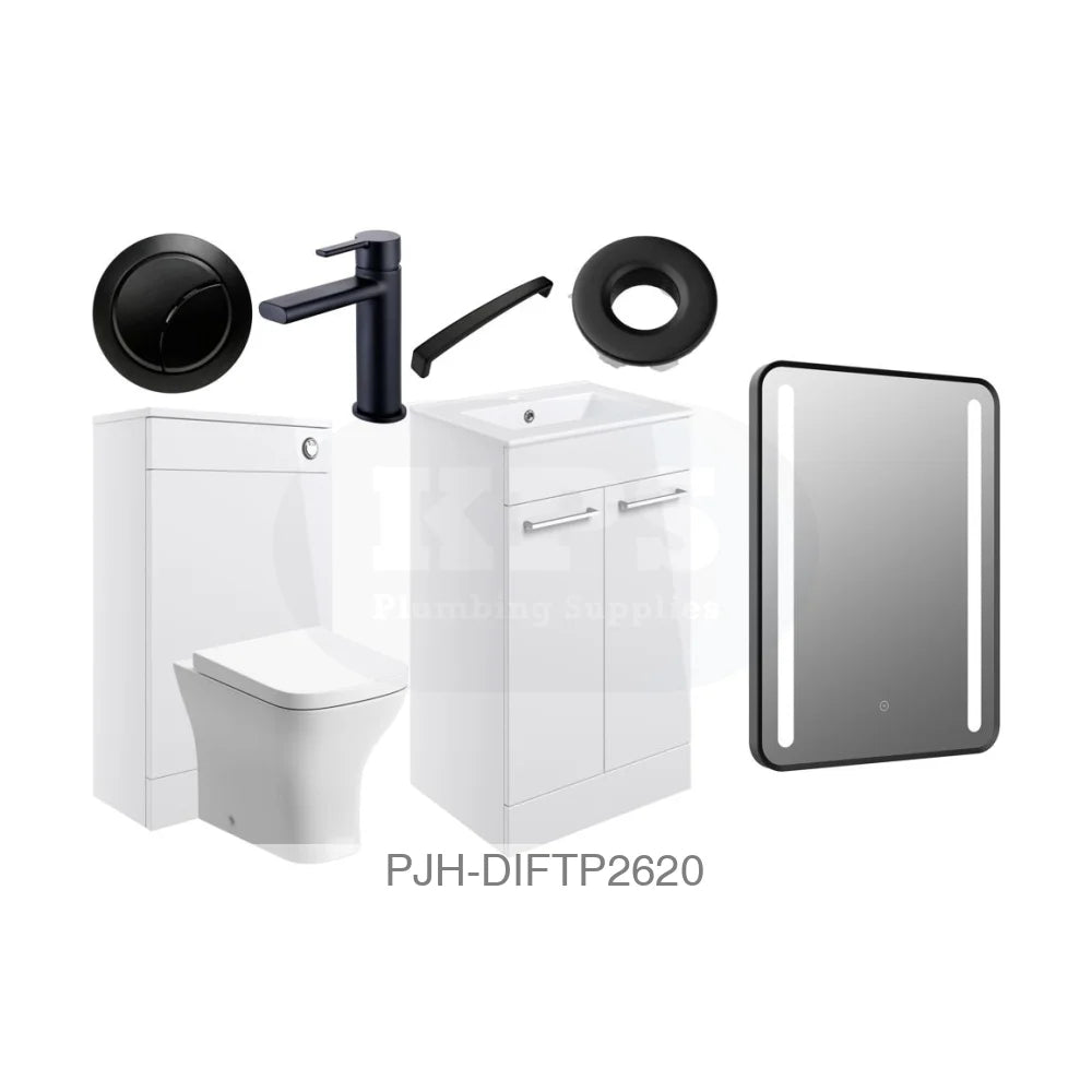 Volta 510 Fs Furn Pk White Gloss & Black Bathroom Brands