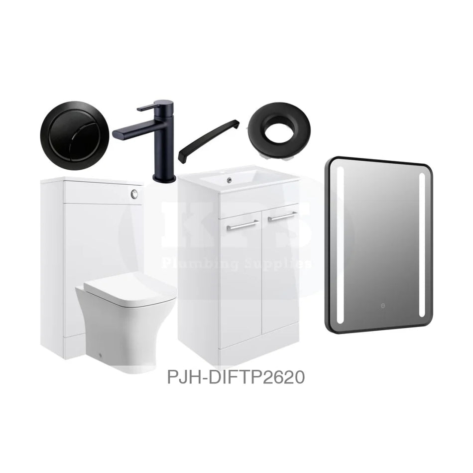 Volta 510 Fs Furn Pk White Gloss & Black Bathroom Brands