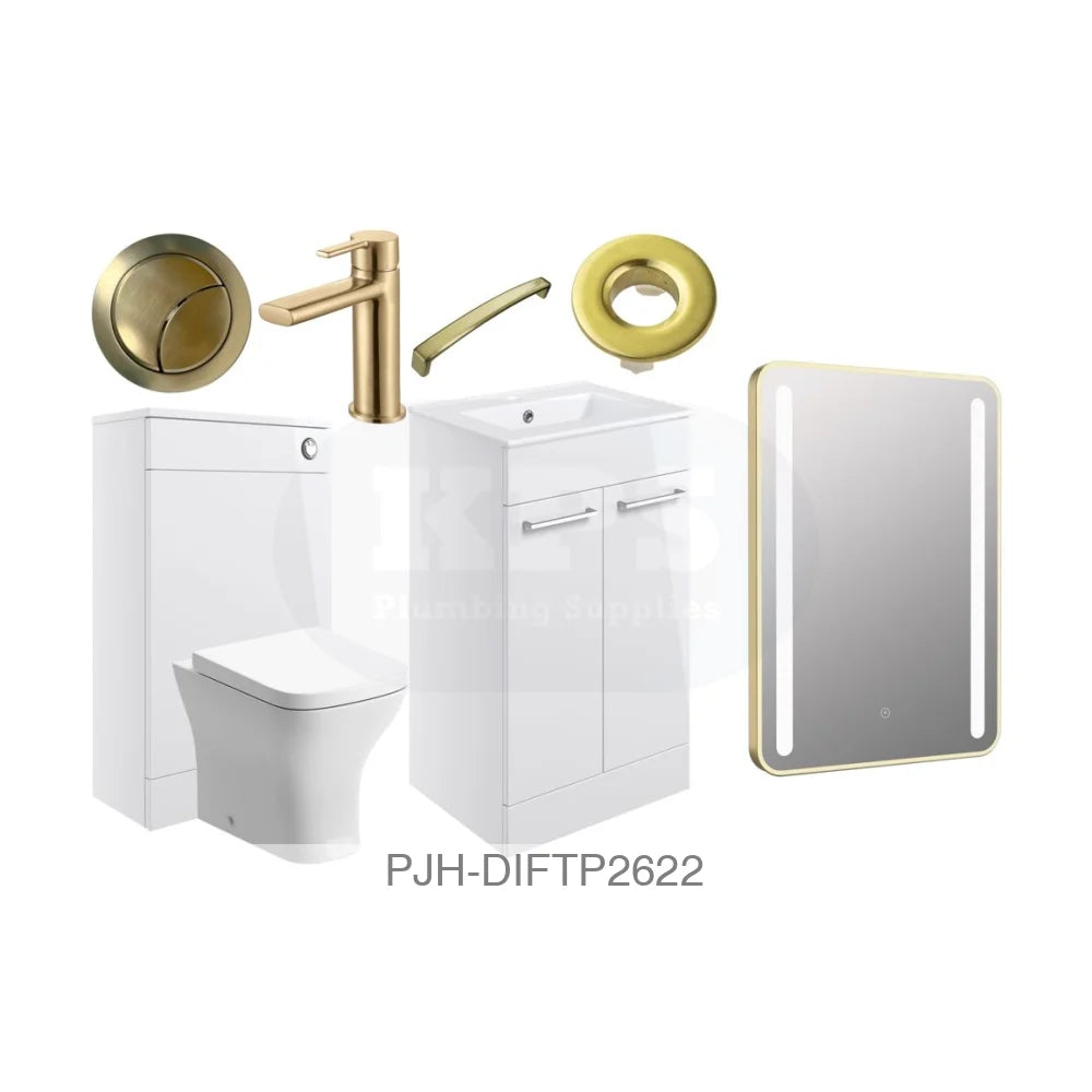 Volta 510 Fs Furn Pk White Gloss & Brass Bathroom Brands