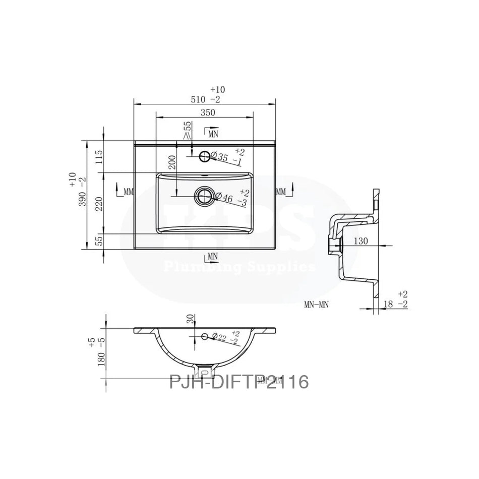 Volta 510 W/H 2 Drw Unit & Basin-White Bathroom Brands