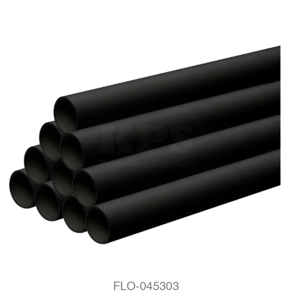 WP02 Polypropylene Waste Pipe 40mm x 3m Black Waste Pushfit