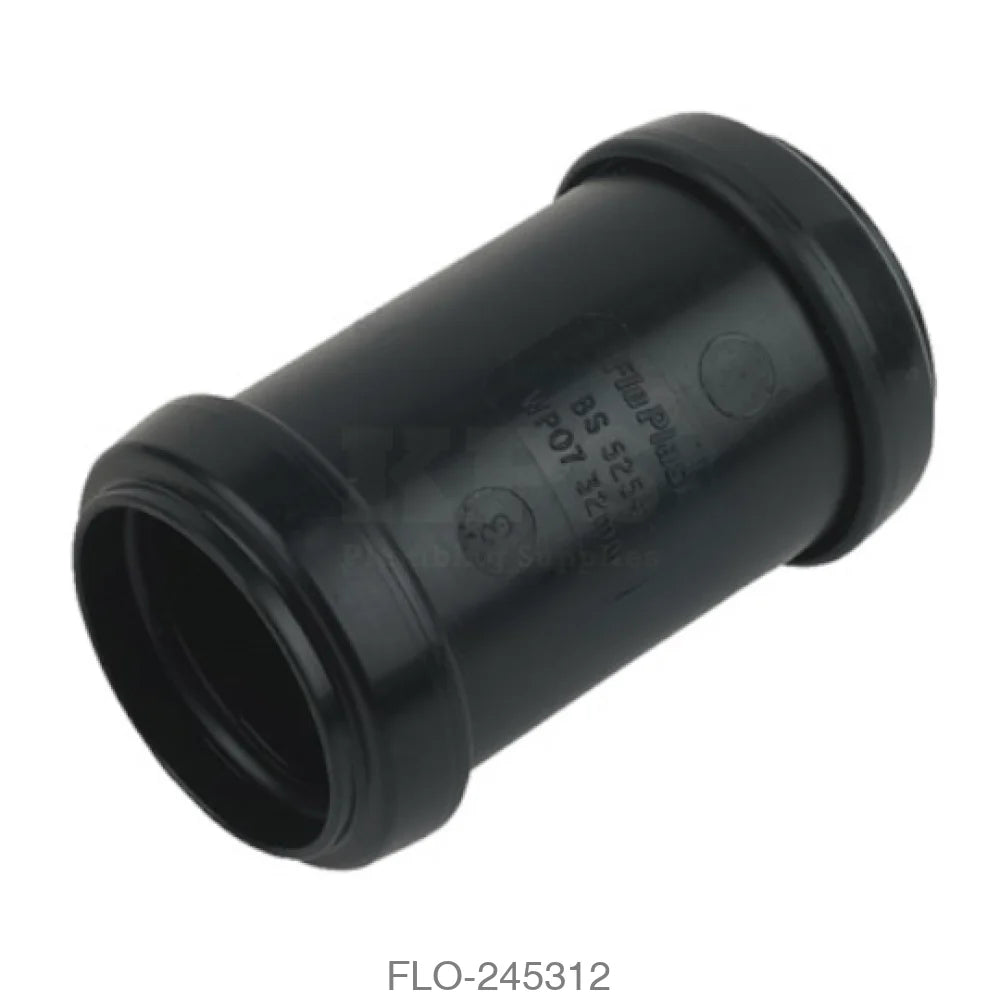 WP08 Straight Coupling 40mm Polypropylene Black Waste Pushfit